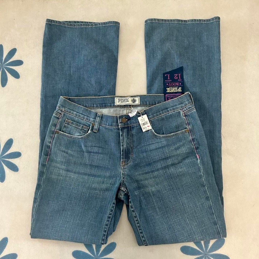 NWT DEADSTOCK y2k Victoria's Secret pink low rise flare jeans